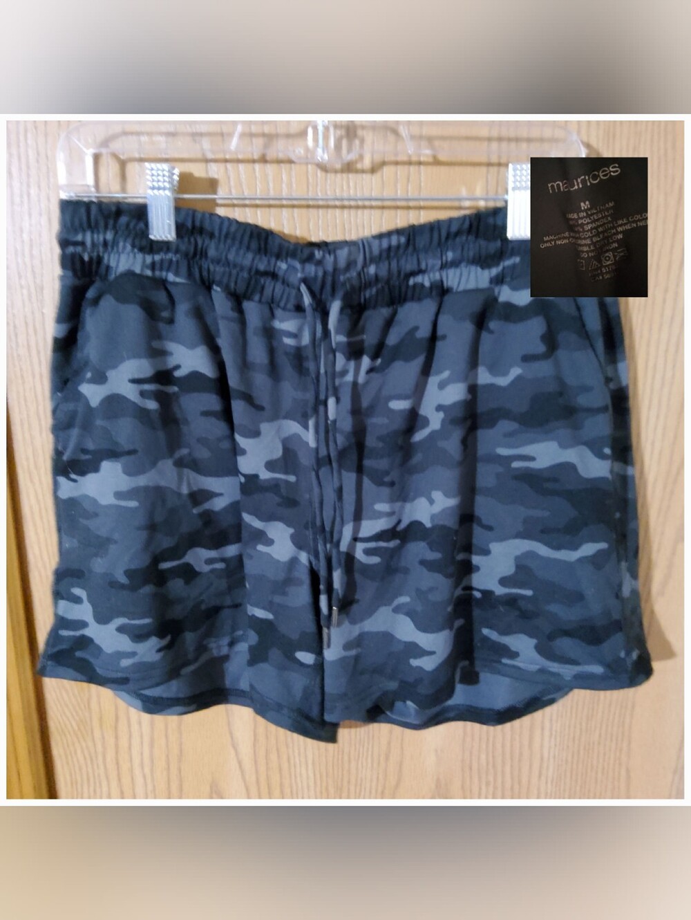 Maurices Womens Black & Gray Camo Athletic Drawstring Shorts